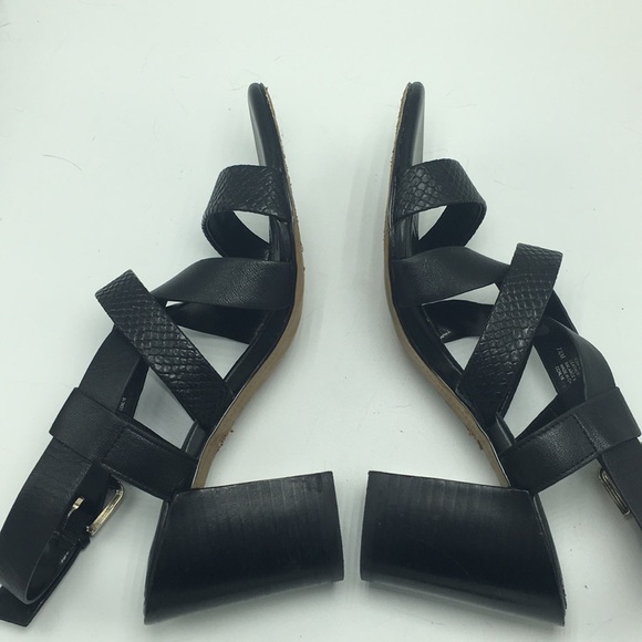 Isola Black Leather Strappy Slingback Heels, 7.5 - Picture 5 of 7